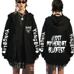 Singer Yungblud Black Hearts Club Zipper Hoodie Male Fleece Cotton Zip Up Hoodies Men Women Rock Vintage Oversized Zip Up Jacket