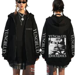 Singer Yungblud Black Hearts Club Zipper Hoodie Male Fleece Cotton Zip Up Hoodies Men Women Rock Vintage Oversized Zip Up Jacket
