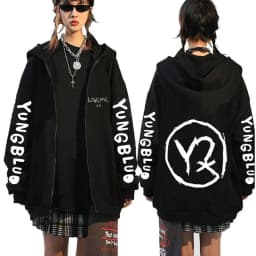 Singer Yungblud Black Hearts Club Zipper Hoodie Male Fleece Cotton Zip Up Hoodies Men Women Rock Vintage Oversized Zip Up Jacket