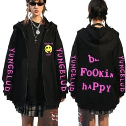 Singer Yungblud Black Hearts Club Zipper Hoodie Male Fleece Cotton Zip Up Hoodies Men Women Rock Vintage Oversized Zip Up Jacket
