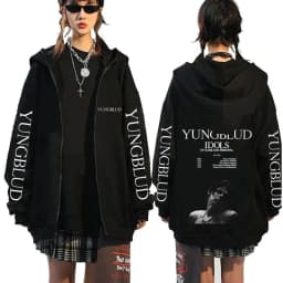 Singer Yungblud Black Hearts Club Zipper Hoodie Male Fleece Cotton Zip Up Hoodies Men Women Rock Vintage Oversized Zip Up Jacket