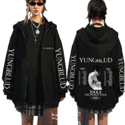 Singer Yungblud Black Hearts Club Zipper Hoodie Male Fleece Cotton Zip Up Hoodies Men Women Rock Vintage Oversized Zip Up Jacket