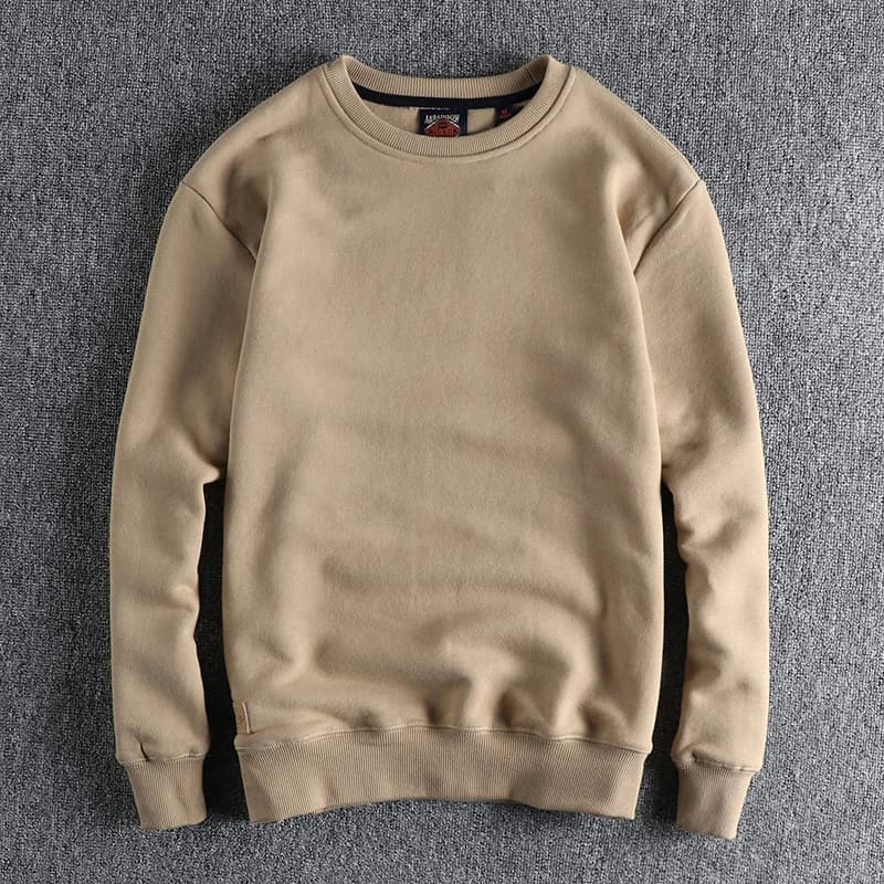 Autumn Winter American Retro Heavyweight Velvet Solid Color Sweatershirt Men's Fashion Pure Cotton Washed Youth Pullover Hoodies
