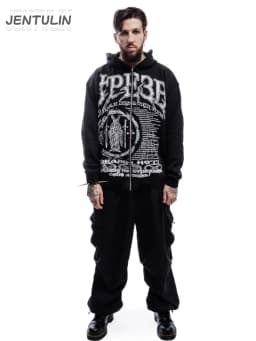 Y2K Retro zip up Hoodie Men Sober Print Zipper Sweatshirts High Street Hip Hop Streetwear Oversized Korean Graphic Unisex Jacket
