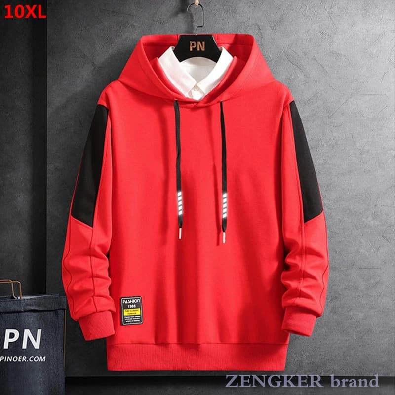Spring autumn long-sleeved Hoodies men's plus size bottoming shirt loose round neck compassionate youth trend 9XL 10XL