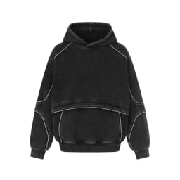 Front Pocket Spliced Hooded Sweatshirts Mens Autumn Winter Fleece Retro High Street Washed Distressed Long Sleeve Hoodies Man