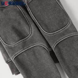 Front Pocket Spliced Hooded Sweatshirts Mens Autumn Winter Fleece Retro High Street Washed Distressed Long Sleeve Hoodies Man