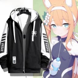 Blue Archive Anime Game Themed Hooded Open Cardigan Jacket Men's Lightweight Hoodie Casual Wear Four Seasons Polyester Fabric