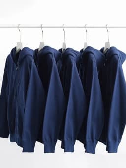 Pure Cotton Fleece Lined Hoodie Jacket Deep Blue Zipper Closure Sweatshirt Outerwear for Men And Women Autumn Winter Casual Wear