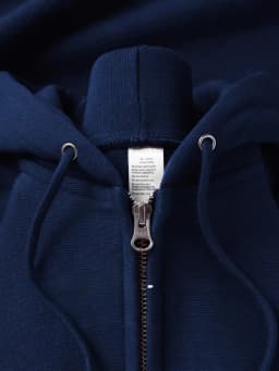 Pure Cotton Fleece Lined Hoodie Jacket Deep Blue Zipper Closure Sweatshirt Outerwear for Men And Women Autumn Winter Casual Wear