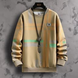 Loose Fit Long Sleeve round Neck Sweatshirt Men's Heavyweight Basic T-Shirt Youth Casual Style Spring Autumn Season Fashion