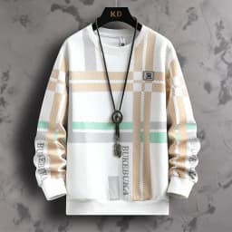 Loose Fit Long Sleeve round Neck Sweatshirt Men's Heavyweight Basic T-Shirt Youth Casual Style Spring Autumn Season Fashion