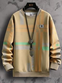 Loose Fit Long Sleeve round Neck Sweatshirt Men's Heavyweight Basic T-Shirt Youth Casual Style Spring Autumn Season Fashion