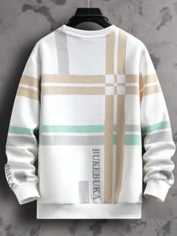 Loose Fit Long Sleeve round Neck Sweatshirt Men's Heavyweight Basic T-Shirt Youth Casual Style Spring Autumn Season Fashion