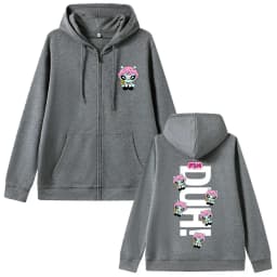 Korean Kpop P1Harmony 2025 DUH Cartoon Style Print Zipper Hoodie Cat Funny Meme Zip Up Jacket Men Women Hip Hop Fashion Hoodies
