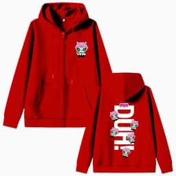 Korean Kpop P1Harmony 2025 DUH Cartoon Style Print Zipper Hoodie Cat Funny Meme Zip Up Jacket Men Women Hip Hop Fashion Hoodies