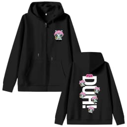 Korean Kpop P1Harmony 2025 DUH Cartoon Style Print Zipper Hoodie Cat Funny Meme Zip Up Jacket Men Women Hip Hop Fashion Hoodies