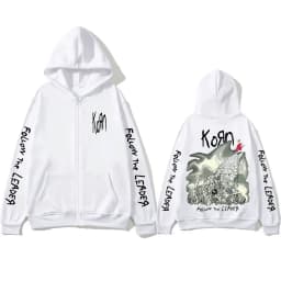 Rock Band Korn Follow The Leader Tour 2014 Zipper Hoodie Men Women Retro Gothic Metal Zip Up Jacket Casual Oversized Sweatshirts