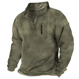 New Solid Outdoor Hoodies Men Long Sleeve Warm Windproof Pullover Sweatshirt Male Solid Loose Stand Collar Zipper Casual Hoodie