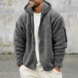 Men Fleece Hoodie Coats Autumn Winter Male Warm Hoody Zip Up Loose Sweatshirt Coats Outwear FYY-90094