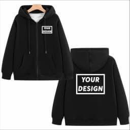 Fashion Zipper Hoodie Custom Design 100% Cotton Sweatshirt Embroidery Company Logo Thin Solid Color Hoodie Printing Text Pattern