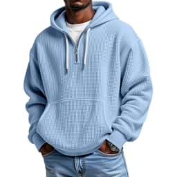 2027 Spring Autumn Men's Hooded Hoodie Solid Japan Style Vintage Sweatshirts Male Loose Streetwear Half Zipper Hooded Hoodies