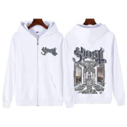 Rock Ghost Skeletour World Album 2025 Graphic Zip Up Hoodie Men Women Harajuku Long-sleeved Hip-hop Zipper Jacket Streetwear