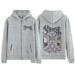 Rock Ghost Skeletour World Album 2025 Graphic Zip Up Hoodie Men Women Harajuku Long-sleeved Hip-hop Zipper Jacket Streetwear