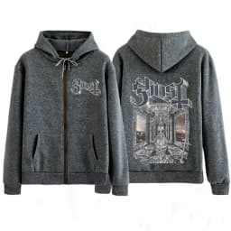 Rock Ghost Skeletour World Album 2025 Graphic Zip Up Hoodie Men Women Harajuku Long-sleeved Hip-hop Zipper Jacket Streetwear
