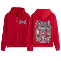 Rock Ghost Skeletour World Album 2025 Graphic Zip Up Hoodie Men Women Harajuku Long-sleeved Hip-hop Zipper Jacket Streetwear