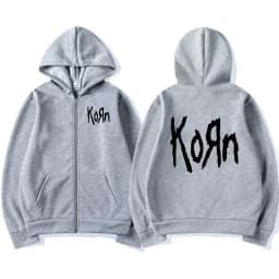 Korn Rock Band Letter Logo Zipper Hoodie Men's Metal Gothic Vintage Oversized Zip Up Hoodies Streetwear Punk Sweatshirts Jackets