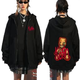 Korn Rock Band Letter Logo Zipper Hoodie Men's Metal Gothic Vintage Oversized Zip Up Hoodies Streetwear Punk Sweatshirts Jackets