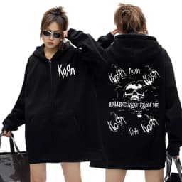 Korn Rock Band Letter Logo Zipper Hoodie Men's Metal Gothic Vintage Oversized Zip Up Hoodies Streetwear Punk Sweatshirts Jackets