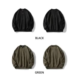 TFETTERS Autumn Winter Suede Sweatshirt Men SLong Sleeved 2026 Solid Color O Neck Retro Baggy Pullovers Fashion Couple Outfits