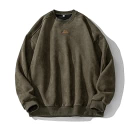TFETTERS Autumn Winter Suede Sweatshirt Men SLong Sleeved 2026 Solid Color O Neck Retro Baggy Pullovers Fashion Couple Outfits