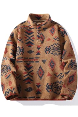 Autumn Winter Men's FleeceThicken Stand Collar Sweater Printed Knit Sweater Base Pullovers Printing Hoodie
