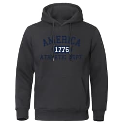 America 1776 Athletic Dept Letter Print Mans Hoodies Pocket O-Neck Sweatshirt Autumn Soft Sweatshirt Casual Loose Man Clothing
