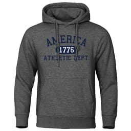 America 1776 Athletic Dept Letter Print Mans Hoodies Pocket O-Neck Sweatshirt Autumn Soft Sweatshirt Casual Loose Man Clothing