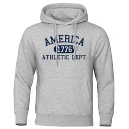 America 1776 Athletic Dept Letter Print Mans Hoodies Pocket O-Neck Sweatshirt Autumn Soft Sweatshirt Casual Loose Man Clothing