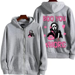 Ghostface Cartoon Anime Men Zipper Hoodie 2026 New Casual Women Sweatshirt Spring Autumn Cute Couple Jackets Coat