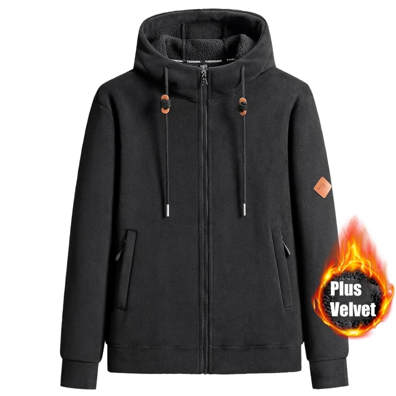 2024 Autumn Winter Fashion Black Men'S Hip Hop Long Sleeve Pullover Warm Velvet Hoodies Sweatshirt Clothes