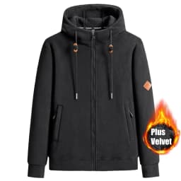 2024 Autumn Winter Fashion Black Men'S Hip Hop Long Sleeve Pullover Warm Velvet Hoodies Sweatshirt Clothes