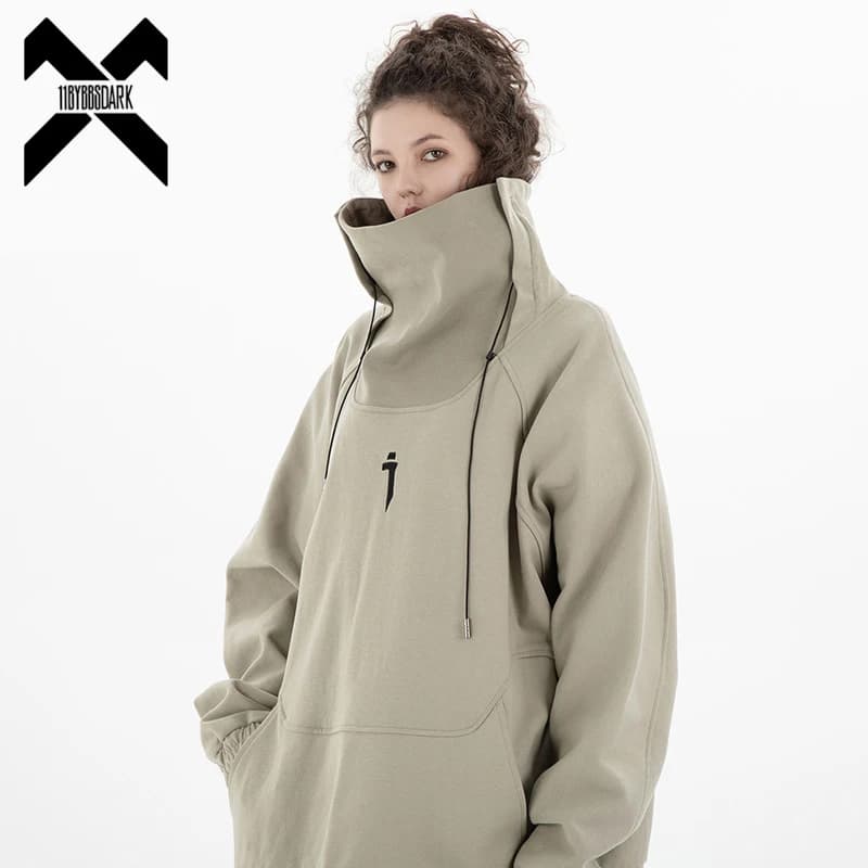 11 BYBB'S DARK 2023 Winter Fleece Turtleneck Sweatshirts Techwear Men Women Harajuku Tactical Functional Hoodie Hip Hop Pullover