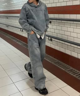 Autumn Winter Fashion Men's Retro Washed Denim Hoodie Korean style Harajuku Street Casual Loose Hoodie Sweatshirt Tops