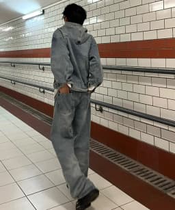 Autumn Winter Fashion Men's Retro Washed Denim Hoodie Korean style Harajuku Street Casual Loose Hoodie Sweatshirt Tops