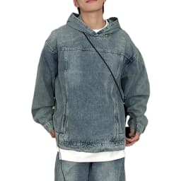 Autumn Winter Fashion Men's Retro Washed Denim Hoodie Korean style Harajuku Street Casual Loose Hoodie Sweatshirt Tops