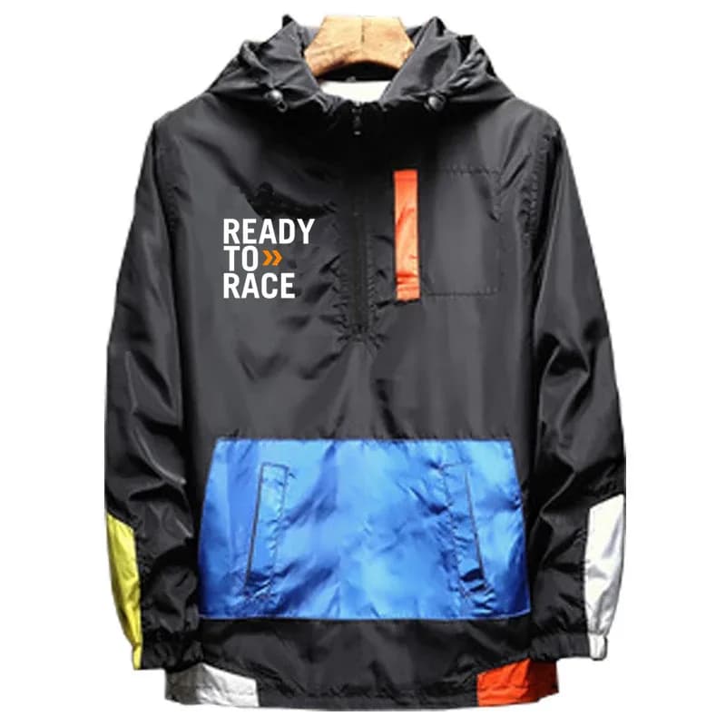 Men's Ready To Race Enduro Cross Motocross Bitumen Bike Life Punk Zipper Hooded Jakcet Patchwork Coat Sweatshirt Hoodies Tops