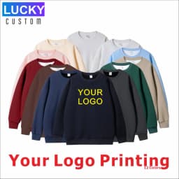 100% Cotton For Warmth Customized Letter Picture Logo Loose Solid Color Fit Round Neck Men Women Fashionable Couple Sweatshirt