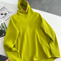 Lightweight Soft Elastic Waffle Grid Harajuku Style Half Face Hooded Loose Thin Sweatshirt Unisex Polyester Fiber Long Sleeve