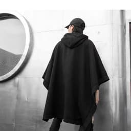 Fashion Vintage Poncho Men Oversized Plush Hooded Batwing Sleeve Trench Punk Outerwear Male Coats Cloak Cape Female Clothing